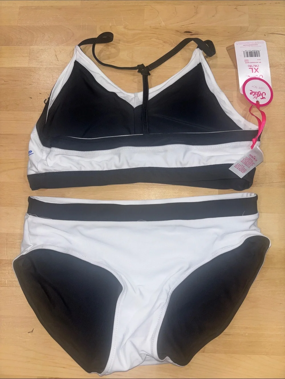 Justice Black & White Two-Piece Sport Bikini Set